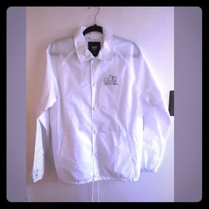 All White Vans x Peanuts Snoopy Windbreaker